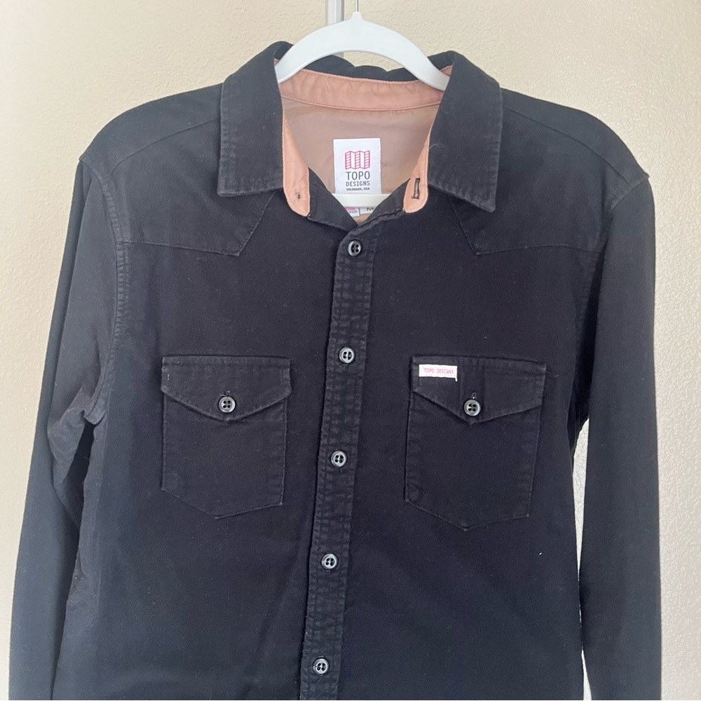 Topo Designs Flannel Mountain Shirt Button Up Long Sleeve Black Size M - Picture 3 of 9